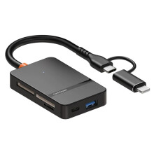 Hub Leitor de Cartão USB 3.0 8 em 1 com Cartões CF//MS/TF, Unidade Flash USB Externa para PC para Câmeras Trail para 15 e 16