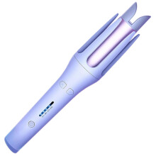 (EU plug, Purple) Automatic Curling Iron - 32mm Barrel Anti-Scald Ceramic Hair Curler, Negative Ions for Smooth Curls