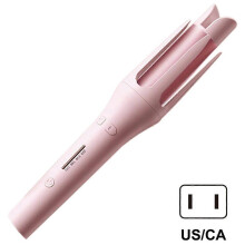 (US plug, Pink) Automatic Curling Iron - 32mm Barrel Anti-Scald Ceramic Hair Curler, Negative Ions for Smooth Curls