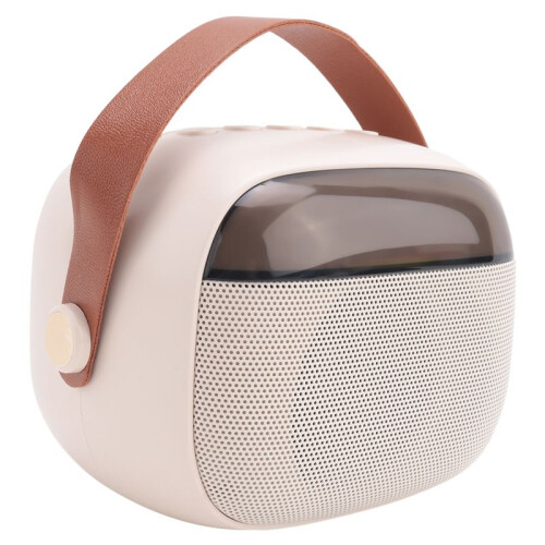 Kids Karaoke Machine, Draagbare -Luidspreker met 2 Draadloze Microfoons Beige-Wit 2