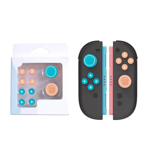 Replacement D-Pad & ABXY Button Caps for Switch2 Decorative Strip for  2 Controllers Red &