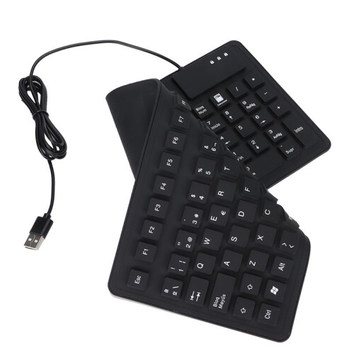108 Keys Spanish Keyboard Portable Silicone Foldable Quiet Waterproof Dustproof Keyboard for Office Laptops Computers