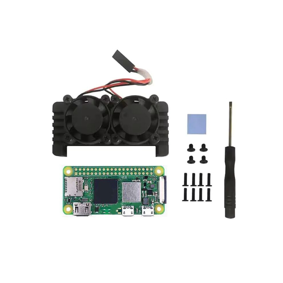 Dual Fan Heatsink Case For Raspberry Pi Zero 2W Enhanced Cooling For Pi0 2W Models For Overclocking / Intensive Projects 6133495377020