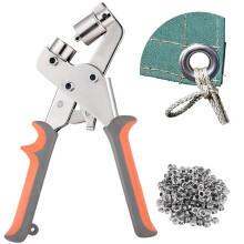 Grommet Eyelet Pliers Kit, 1/4 Inch 6mm Grommet Tool Kit with 200 Metal Eyelets for Leather/Belt/Cloths with EVA Bag