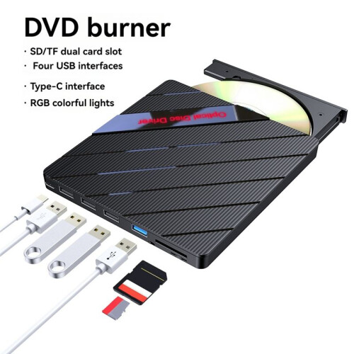 External CD DVD Drive USB3.0 Type C Optical Drive CD/DVD-RW Player Burner/Writer/Reader for Laptop PC Window 2