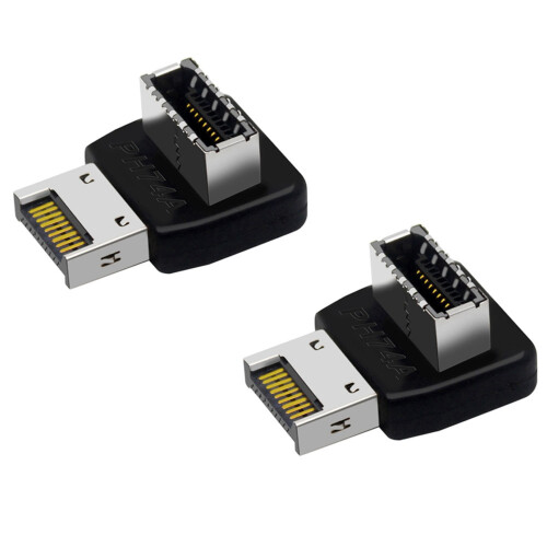 2X Computer Motherboard Typ-E USB 3.1 Typ-E Schnittstelle 90 Grad Lenkung Winkel Vorne Typ-C Installierter Adapter (PH74A)