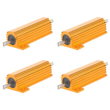 4X 50 Watt 8 Ohm 5% Aluminum Housed Wirewound Power Resistor Gold Tone