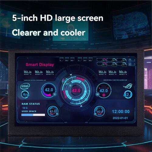 Chassi de Subtela USB-C de 5 Polegadas IPS Subtela de Computador Placa Gráfica Status de Monitoramento de Temperatura Chassi Branco 2