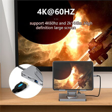 9-In-1-USB-C-Hub mit 360 Drehbarem Ständer, -Kompatibel, 4K60Hz PD 100 W, USB 5 Gbps, TF, Aux 3,5 mm für Pro Tablet