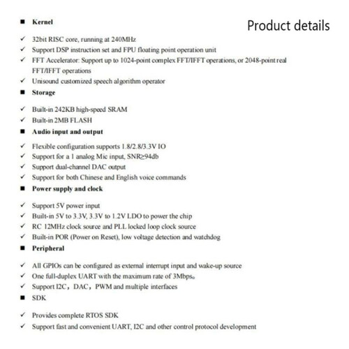 AI Voice Recognition Module Kit Intelligent Offline Sound Control Development Board with 2MB Flash for  Home 2