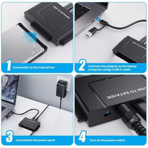 USB to /IDE Adapter  USB Hard Drive Cable Adapter for 2.5inch and 3.5inch  Solid State Disk EU Plug 1