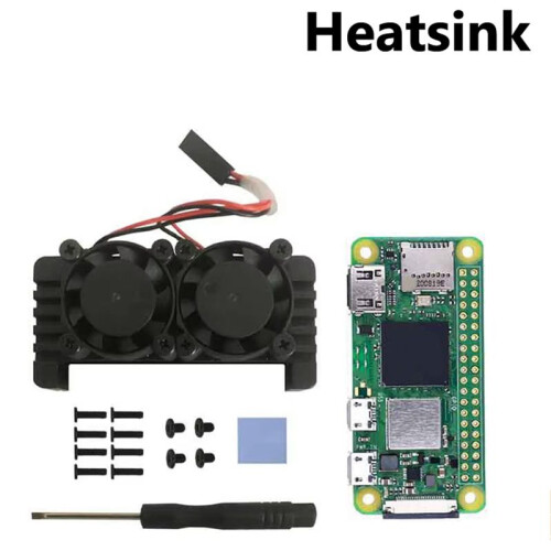 Dual Fan Heatsink Case for Raspberry Pi Zero 2W Enhanced Cooling for PI0 2W Models for Overclocking / Intensive Projects