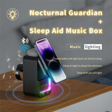 15W 5 in 1 Charger Magnetic Night Lights Speaker for IWatch Airpods Fast Charging Dock Station Black