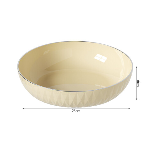 Round Vegetable Serving Bowl 6x25cm Cream Elegant Plastic 1