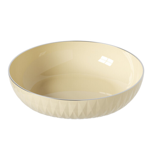 Round Vegetable Serving Bowl 6x25cm Cream Elegant Plastic 2