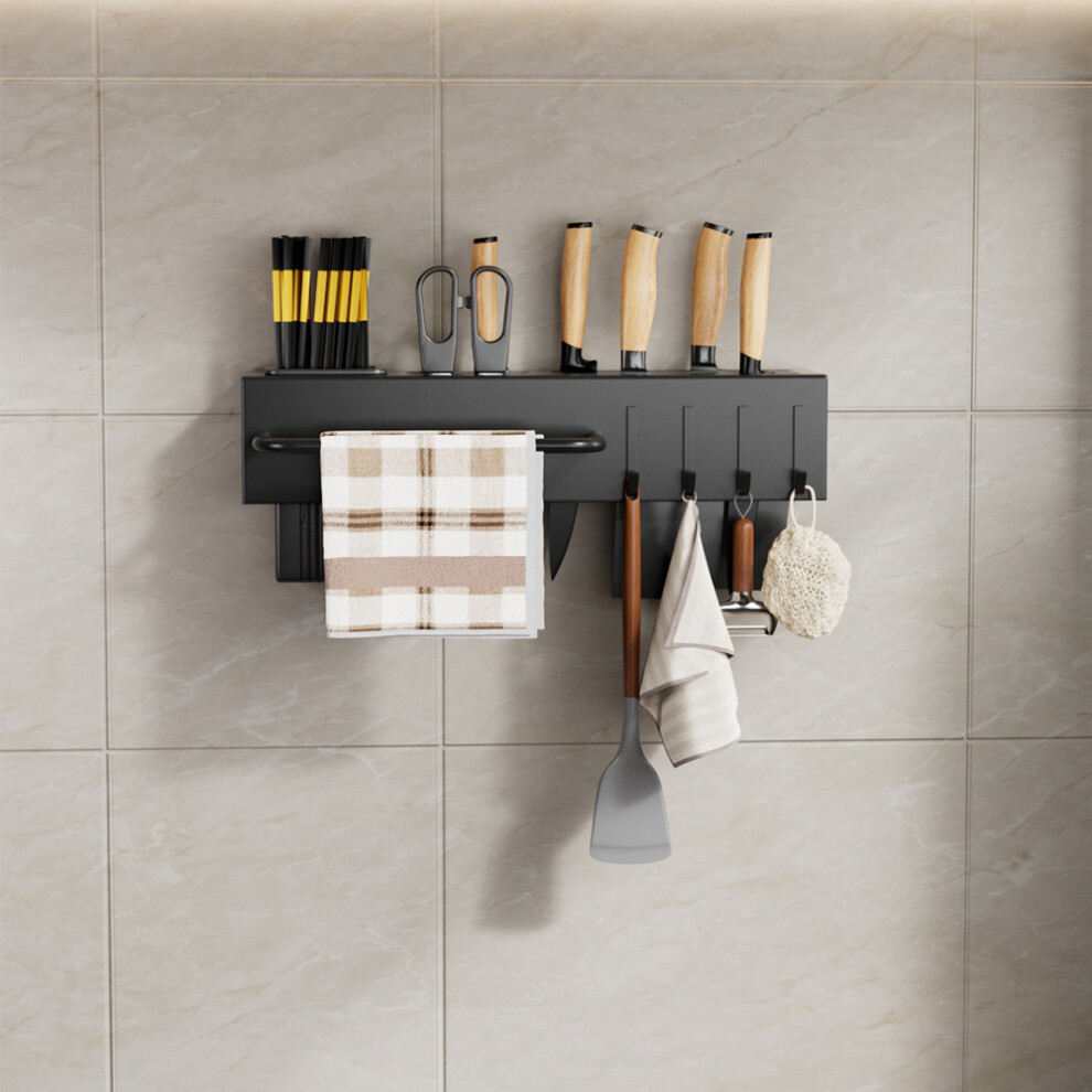 Living And Home Wall-Mounted Multi-Functional Kitchen Utensil Storage Rack