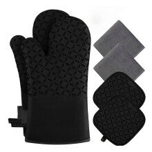 Gants de cuisine en silicone, lot de 6, résistants aux hautes températures