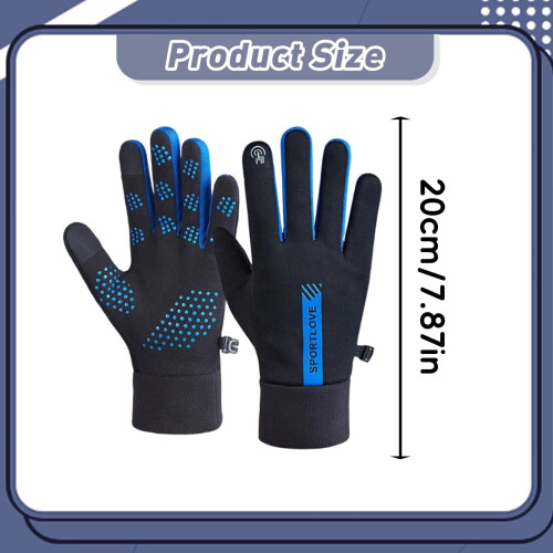 Sky Blue Windproof Touchscreen Gloves with Fleece Lining, 1 1