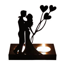 Metal Heart Candlestick – Romantic Black Tea Light Holder