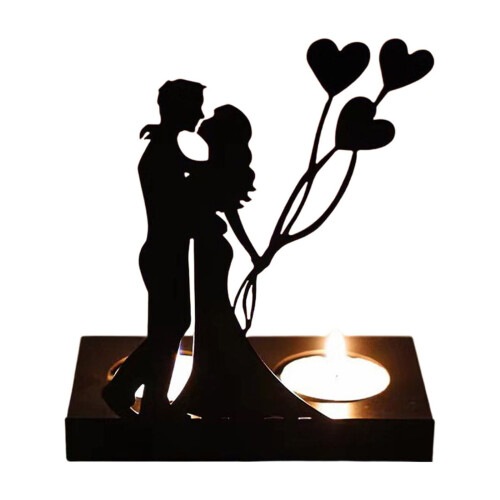 Metal Heart Candlestick – Romantic Black Tea Light Holder