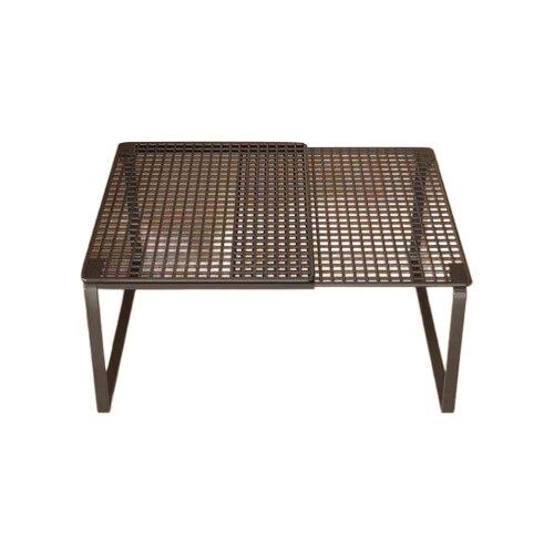Metal Stackable Cabinet Shelf with Grid Panel Black 1