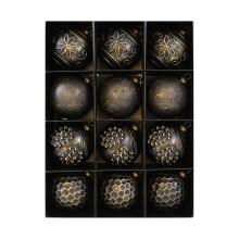 12pcs Black Shatterproof Christmas Ball Ornaments 8cm