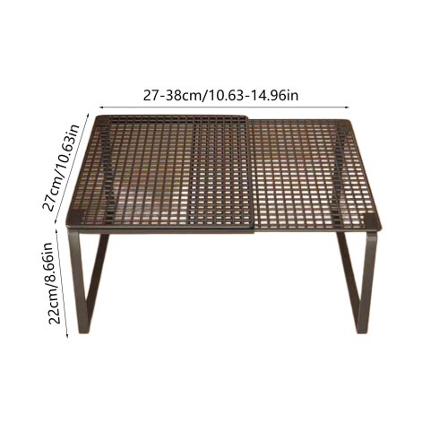 Metal Stackable Cabinet Shelf with Grid Panel Black 2