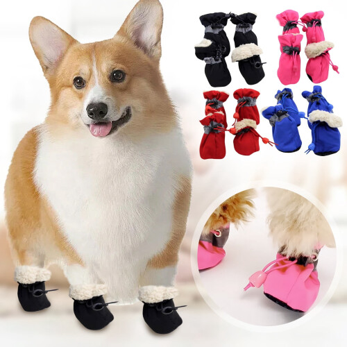 Hundeschuhe, schwarz, Oxford-Gewebe, 4er-Pack, Größe 4