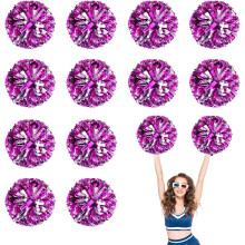 Cheerleader Pom Poms 12 Pack Sports Dance Cheering Plastic Metallic Cheerleading Pom Poms for Kids Adults