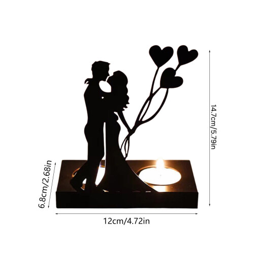 Metal Heart Candlestick – Romantic Black Tea Light Holder 2