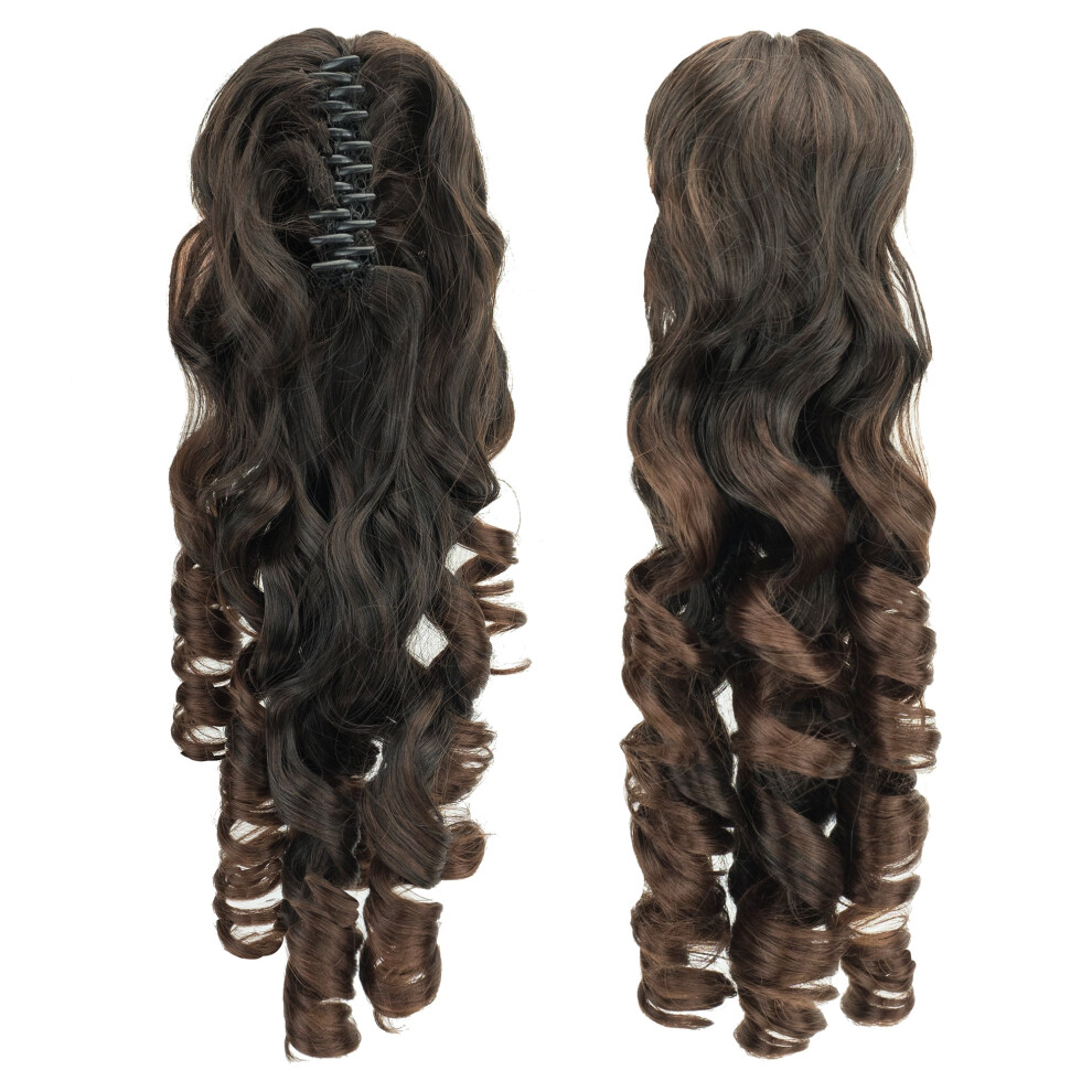 Unisex Black & Blonde Curly Clip-In Ponytail Wig 60Cm
