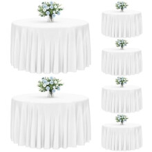White Round Tablecloth 120" Diameter (6 Pack) Polyester