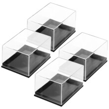 4Pcs Clear Plastic Specimen Display Cases for Mineral Gems Storage Containers and Transparent