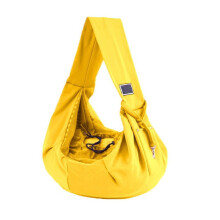 Lightweight Breathable Mesh Pet Carrier Bag for Dogs & Cats – Foldable, Adjustable Strap, Hook & Loop Closure, Yellow