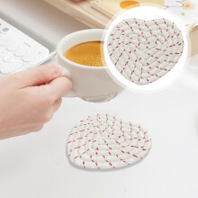 Handmade Heart Cotton Coasters Set of 4 with Gold Holder