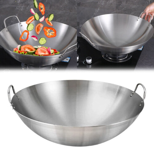 Stainless Steel Round Bottom Wok with Two Loop Handles