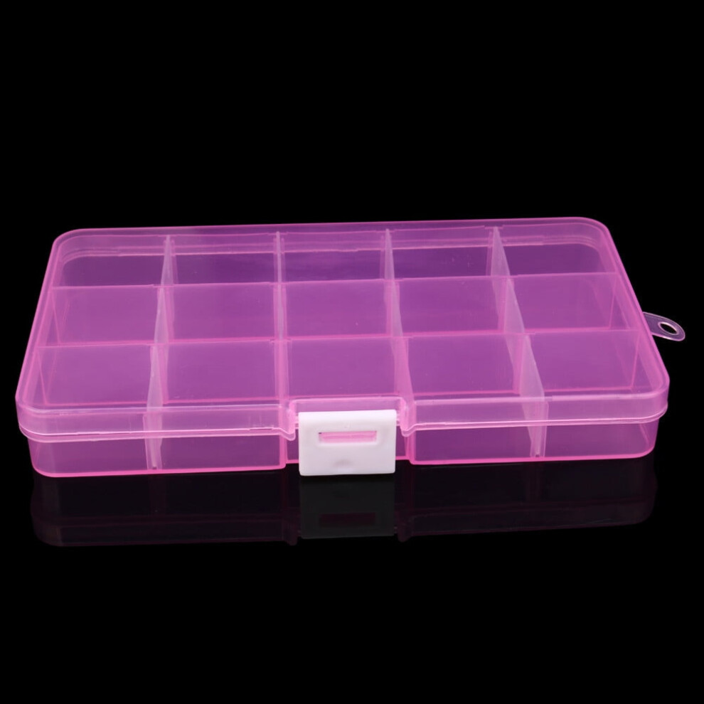 Adjustable Small Plastic Jewelry Organizer Box with 15 Grids – Compatible with Beads, Earrings, Bolts & Nuts