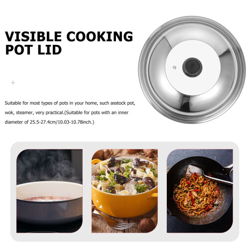Wok Lid Pan Lid Stainless Steel Silver 1Pack 2