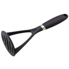 Silicone Potato Masher - Heat Resistant Vegetable Masher for Kitchen, Non-Scratch Mashed Potato Tool with Comfort Handle Black