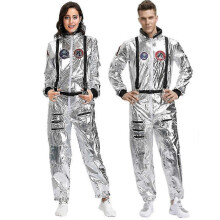 (L, Women) Couples Astronaut Jumpsuit Uniform Carnival Halloween Cosplay Party Space Costume Role Play Fancy Dress Up