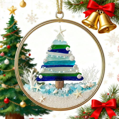 Glass Nativity Ornament Blue 2.36 in 1
