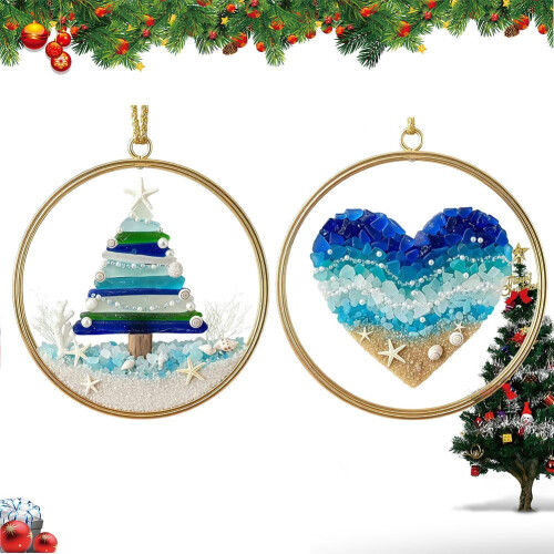 Glass Nativity Ornament Blue 2.36 in 2