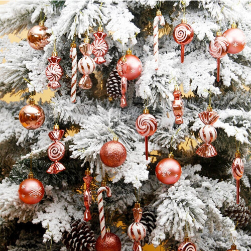 Christmas Tree Baubles Set – 36 Plastic Glitter Ornaments 1
