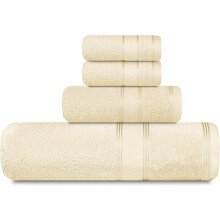 100% Cotton Bath Towel Set of 4 – Linen Brown