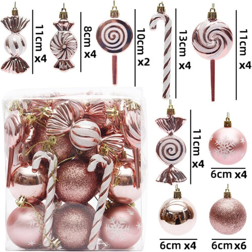 Christmas Tree Baubles Set – 36 Plastic Glitter Ornaments 2