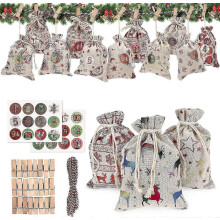 (As show, One size) Cotton bedding Advent calendar, Advent calendar to fill yourself, Advent calendar to