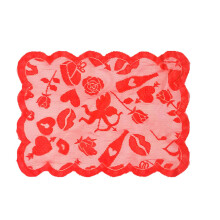 Red Lace Table Runner and Placemat Set