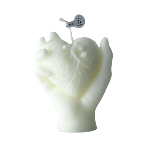 Vela aromática con forma de corazón – Blanca, 10 cm