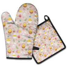 Hellrosa Ofenhandschuh- und Topflappen-Set (2-teilig)
