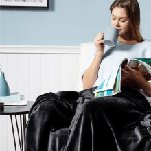 Season Clearance Black Coral Fleece Blanket 50X70Cm, Coral Fleece Cozy Throw Flannel Blanket Solid Color Blanke 50” X 70” Black